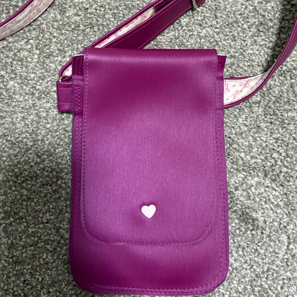 Purple Crossbody Phone‎ Bag with Heart Detail